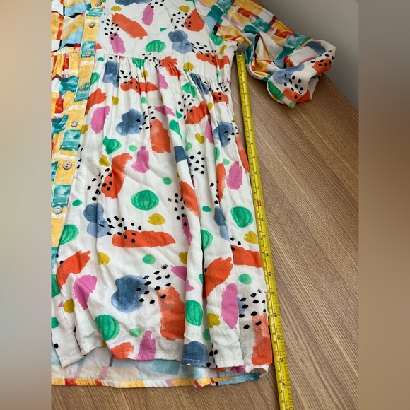 Entro Abstract Patchwork Shirt Dress Small Colorful Artsy Boho Funky - Picture 7 of 9